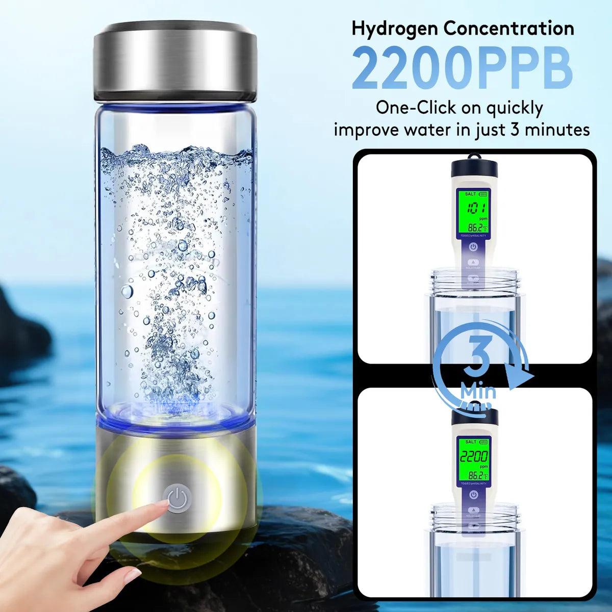 Botella Generadora de Agua Hidrogenada Recargable USB