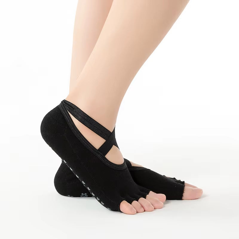 Yoga Anti-Slip Socks 1 Pairs Women Pilates Backless Silicone Non-Slip Socks Ladies Breathable Ballet Dance Gym Pilates Socks
