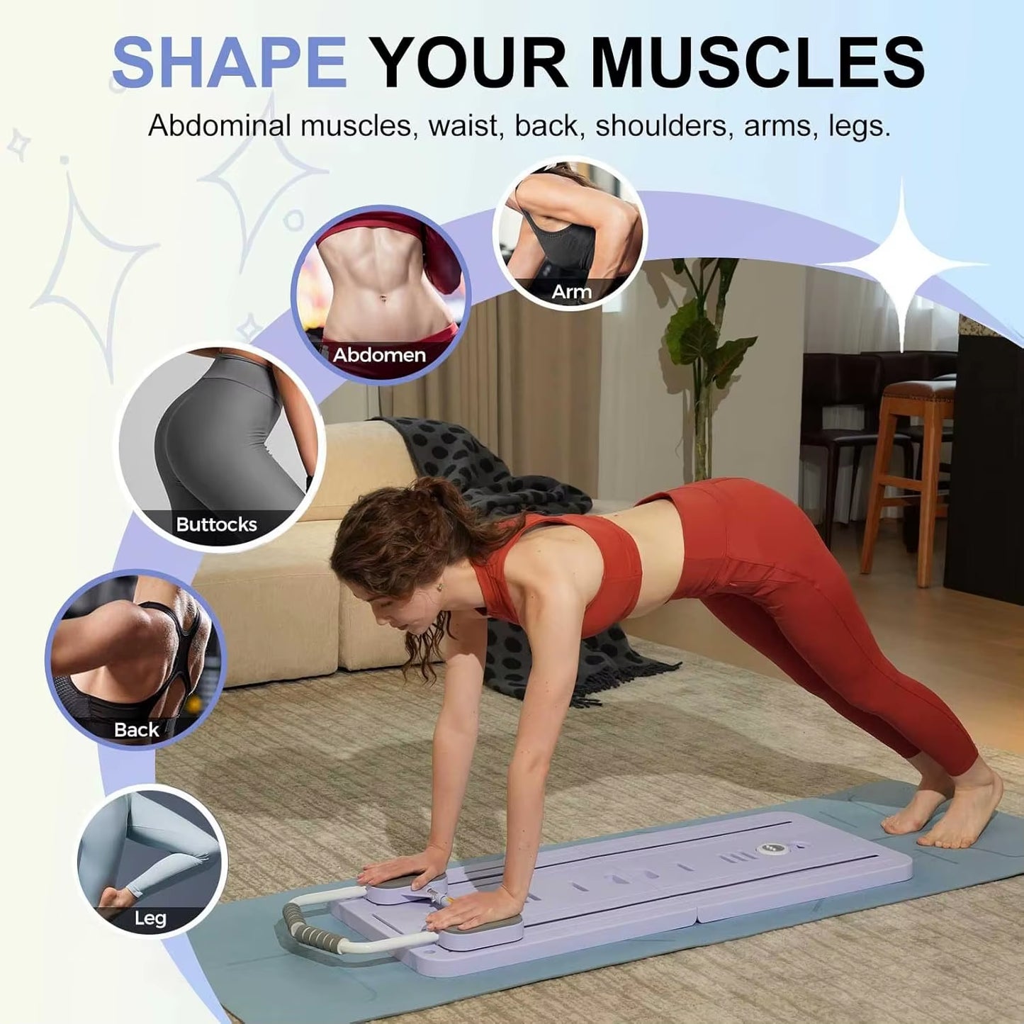 Multifunctional Fitness Board Pilates Reformer Abdominal Board Push up Plate Board Ab Board Fitness Core Workout Equipment