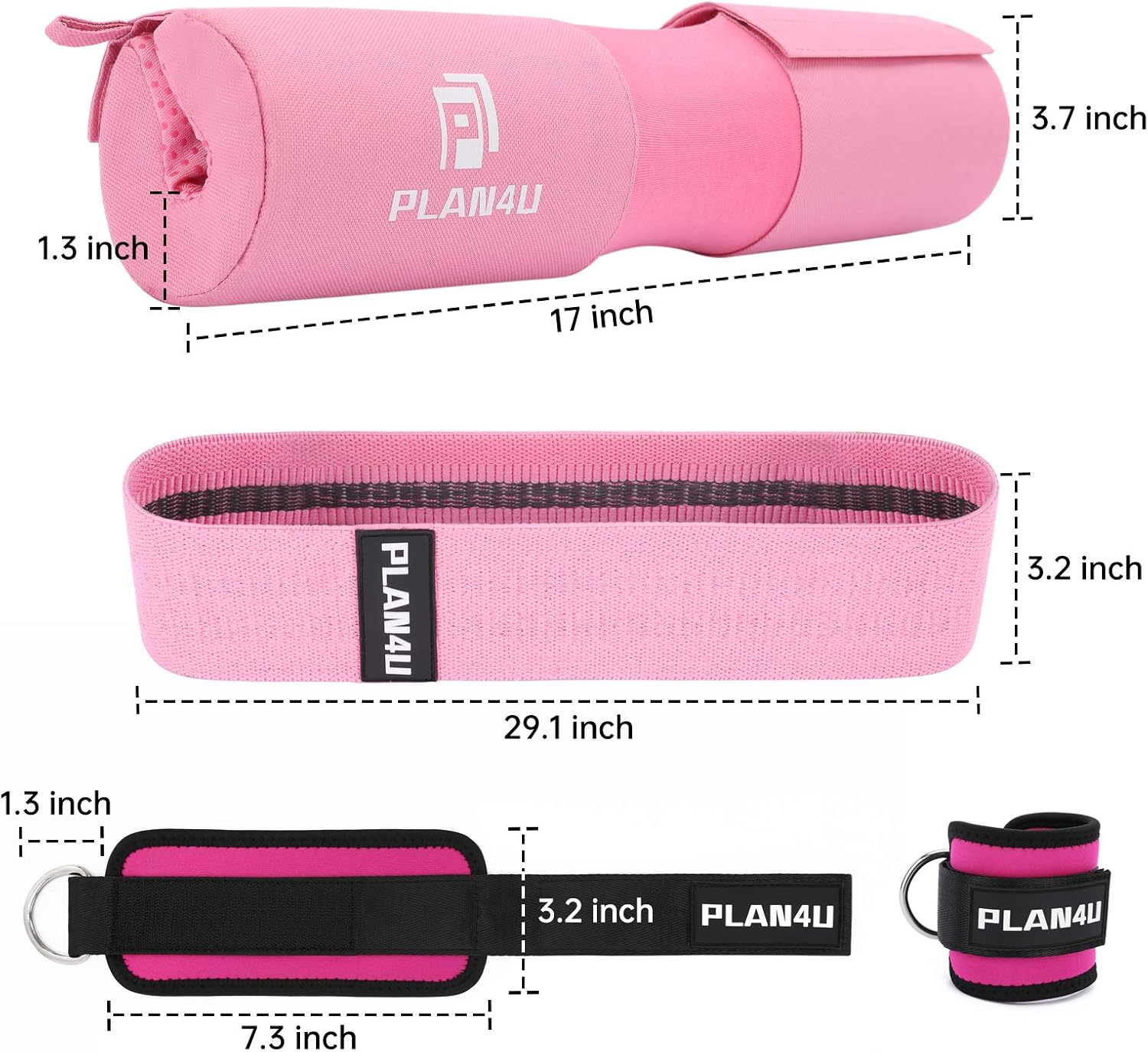 Barbell Pad Set for Squat Hip Thrusts Upgraded Anti-Slip Grain | Breathable, Workout Foam, Weight Lifting Bar Cushion, Shoulder Neck Support, Standard Olympic Bars, Smith Machine, Women/Men