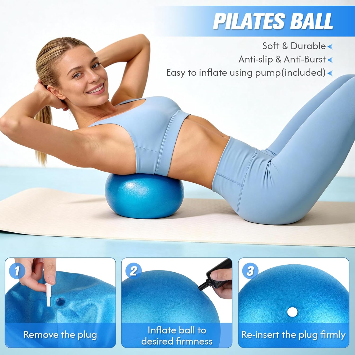Pilates Equipment, Pilates Kit for Women Home Workouts, at Home Pilates Set with Pilates Ring, Pilates Ball, Long and Loop Resistance Bands, Pilates Socks, Massage Ball, Guide & Bag
