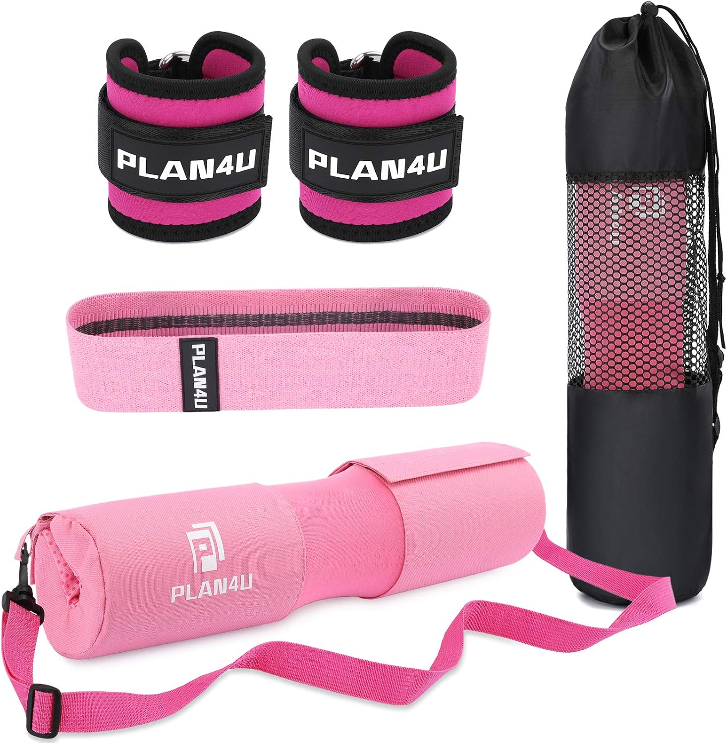 Barbell Pad Set for Squat Hip Thrusts Upgraded Anti-Slip Grain | Breathable, Workout Foam, Weight Lifting Bar Cushion, Shoulder Neck Support, Standard Olympic Bars, Smith Machine, Women/Men